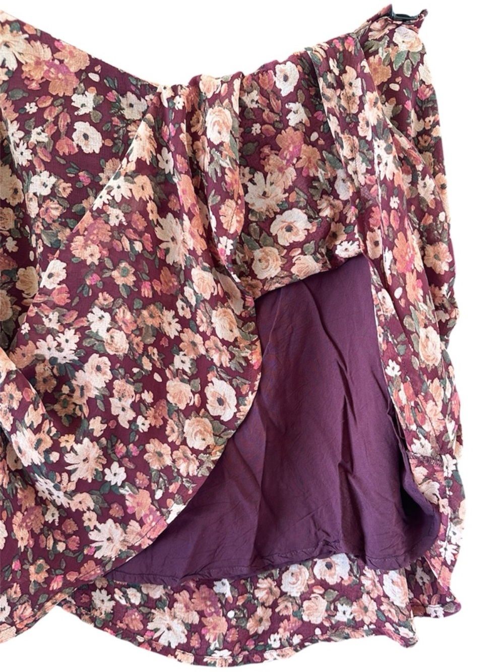 Altar'd State Floral Skirt in Burgundy and Pink - Picture 4 of 6